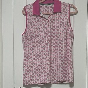 Lady Hagen Pink and White Leaf Pattern Blouse